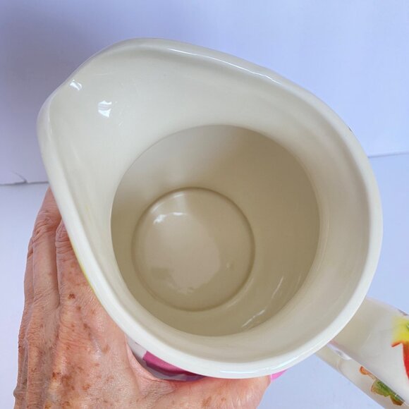 Nantucket Home Large Ceramic Fall Leaves Pitcher With Big Handle Autumn Colors - Picture 9 of 14